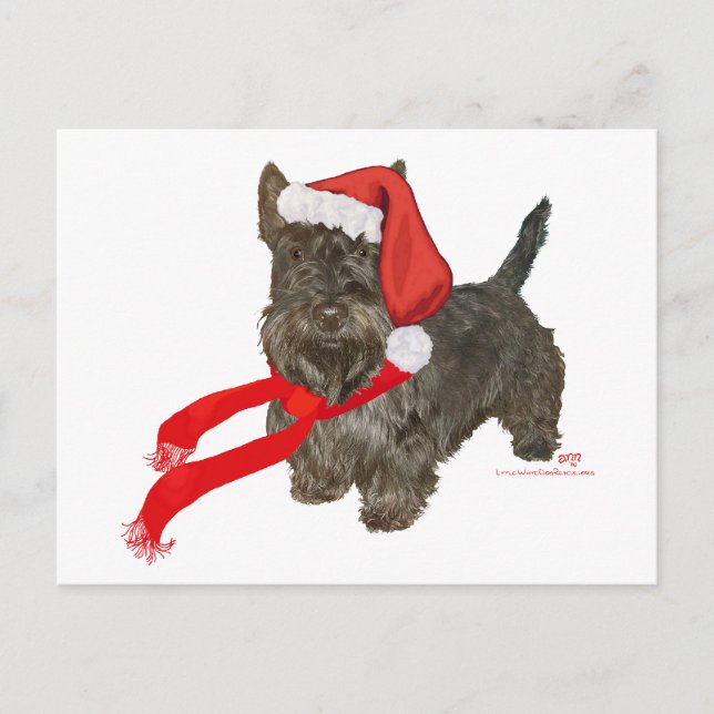 Scottish Terrier är Santas Hjälpare Helg Vykort (Framsida)