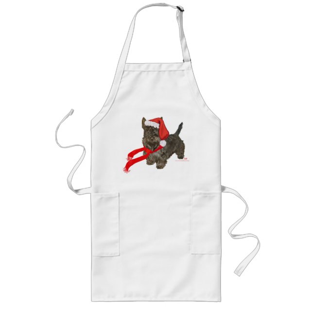 Scottish Terrier är Santas Hjälpare Långt Förkläde (Framsidan)