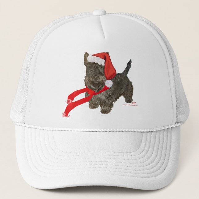 Scottish Terrier är Santas Hjälpare Truckerkeps (Framsida)