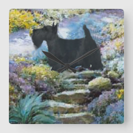 Scottish Terrier Art Gifts Fyrkantig Klocka