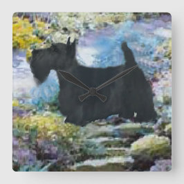 Scottish Terrier Art Gifts Fyrkantig Klocka