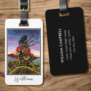 Scottish Terrier Bagpipes Kilt Hund Anpassningsbar Bagagebricka