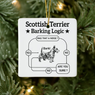 Scottish Terrier Barking Logic Rolig hund Sarcasti Julgransprydnad Keramik