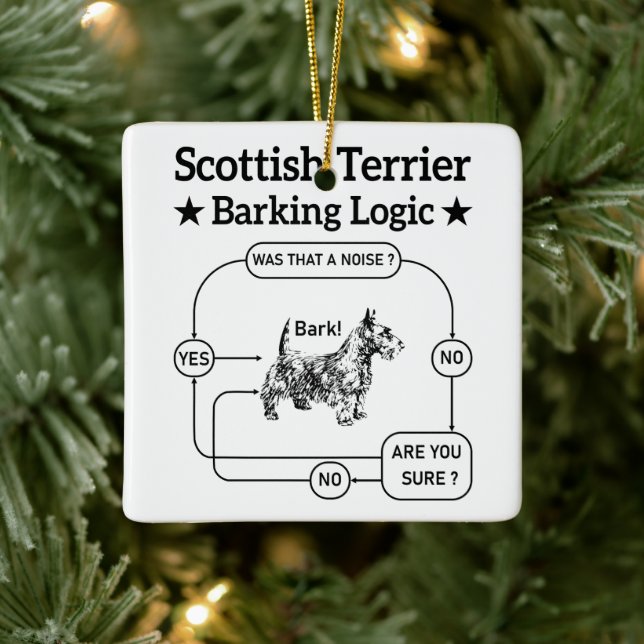 Scottish Terrier Barking Logic Rolig hund Sarcasti Julgransprydnad Keramik (Träd)