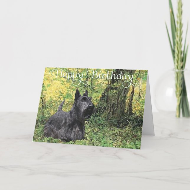 Scottish Terrier Birthday Card Kort (Framsida)