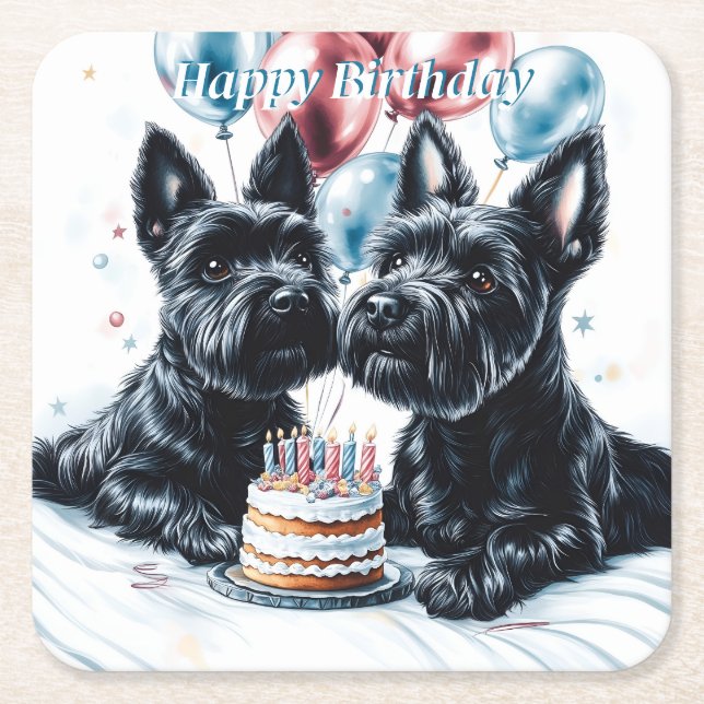 Scottish Terrier Birthday Underlägg Papper Kvadrat (Framsidan)