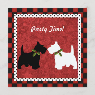 Scottish Terrier Black and White Julens Roligt Inbjudningar