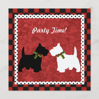 Scottish Terrier Black and White Julens Roligt Inbjudningar