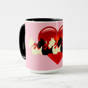 Scottish Terrier black silhouette, zazzle rosa Mugg
