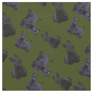 Scottish Terrier Black sitta/stand/Odee grönt Tyg