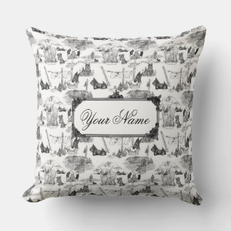 SCOTTISH Terrier Black Toile med eget namn Kudde