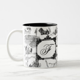 SCOTTISH Terrier Black Toile w/Monogram Två-Tonad Mugg