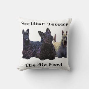 Scottish Terrier black/whaten, deep red plaid Kudde