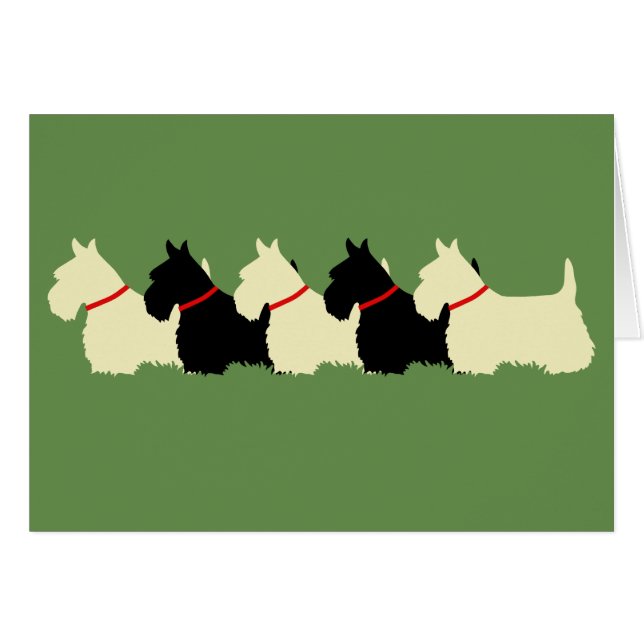 Scottish Terrier black/WHaten silhouette blank Hälsningskort (Framsidan Horizontal)