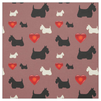Scottish Terrier black/white silhouette eart Tyg