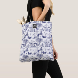 SCOTTISH Terrier Blue Toile Tygkasse