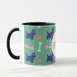 Scottish Terrier Bones Monogram Namn Combo Mugg