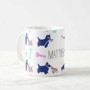 Scottish Terrier Bones Monogram Namn Mugg
