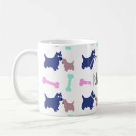Scottish Terrier Bones Monogram Namn Mugg