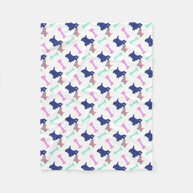 Scottish Terrier Bones väljer färg Hund Blanket 2 Fleecefilt (Framsidan)