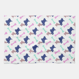 Scottish Terrier Bones väljer färg Hund Towel 2 Kökshandduk