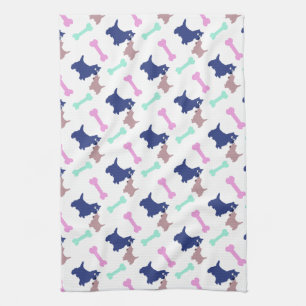 Scottish Terrier Bones väljer färg Hund Towel 2 Kökshandduk