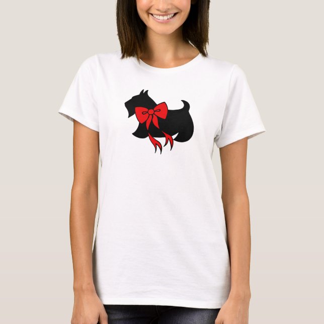 Scottish Terrier Bow jul Nightgown T Shirt (Framsida)