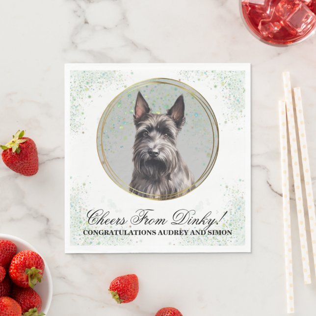 Scottish Terrier Bröllop Napkins with Hundar Photo Pappersservett (Insitu)