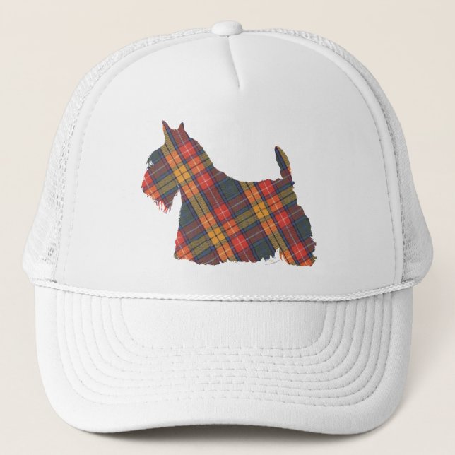 Scottish Terrier Buchanan Tartan Truckerkeps (Framsida)