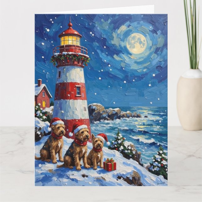 Scottish Terrier Christmas Lighthouse Holiday Kort (Framsida)