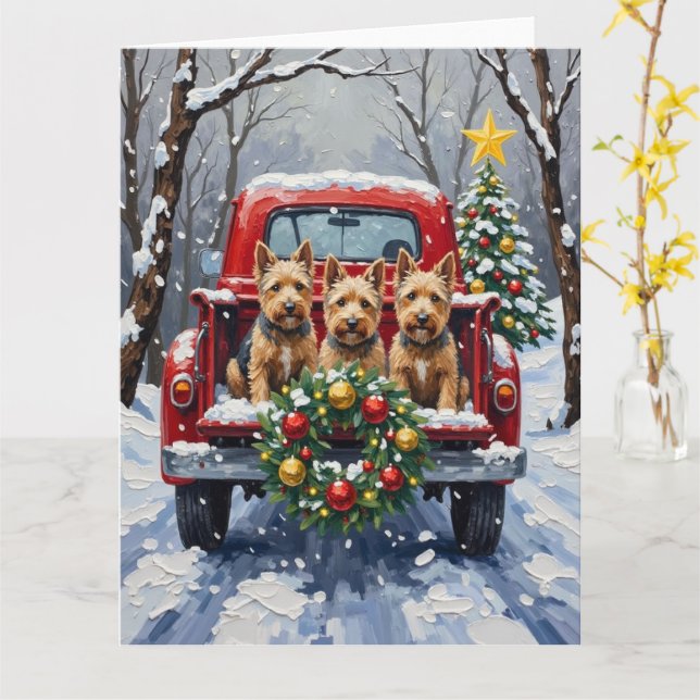Scottish Terrier Christmas Red Truck Holiday Kort (Gul blomma)