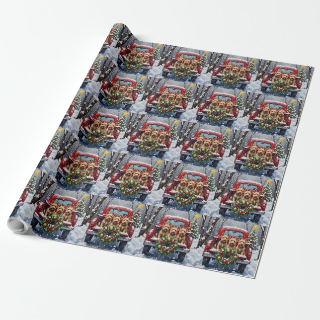 Scottish Terrier Christmas Red Truck Holiday Presentpapper (Utrullad)