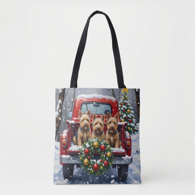 Scottish Terrier Christmas Red Truck Holiday Tygkasse (Framsida)