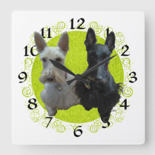 Scottish Terrier Clock Fyrkantig Klocka