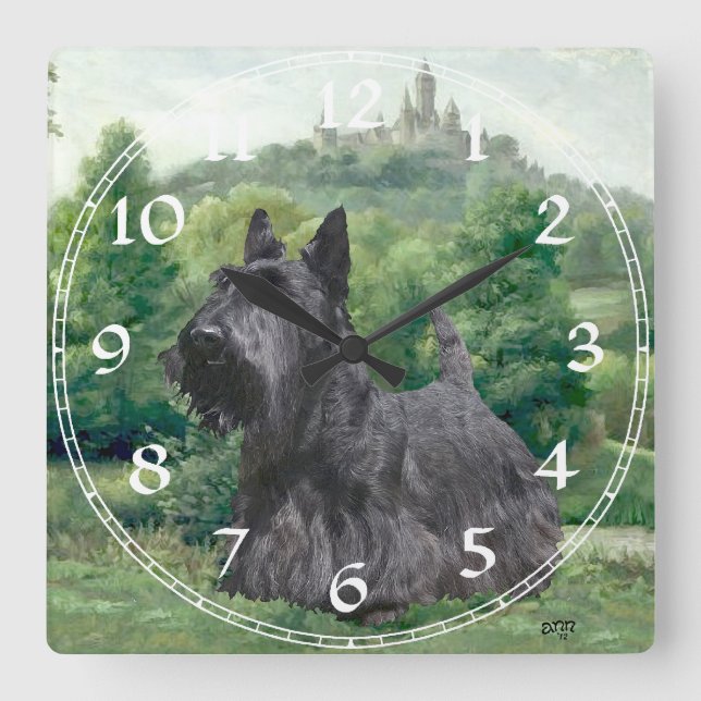 Scottish Terrier Clock Fyrkantig Klocka (Framsida)