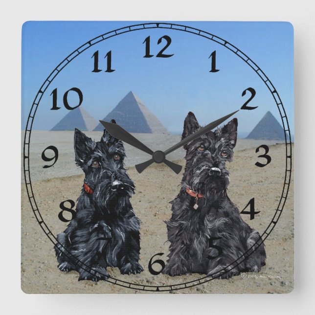 Scottish Terrier Clock Fyrkantig Klocka (Framsida)
