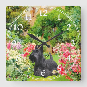 Scottish Terrier Clock Fyrkantig Klocka