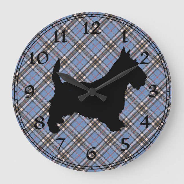 Scottish Terrier Clock Stor Klocka (Framsida)