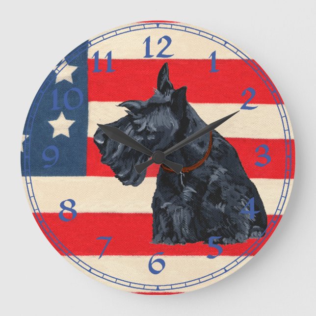 Scottish Terrier Clock Stor Klocka (Framsida)