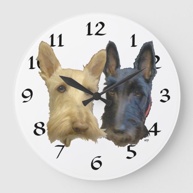 Scottish Terrier Clock Stor Klocka (Framsida)