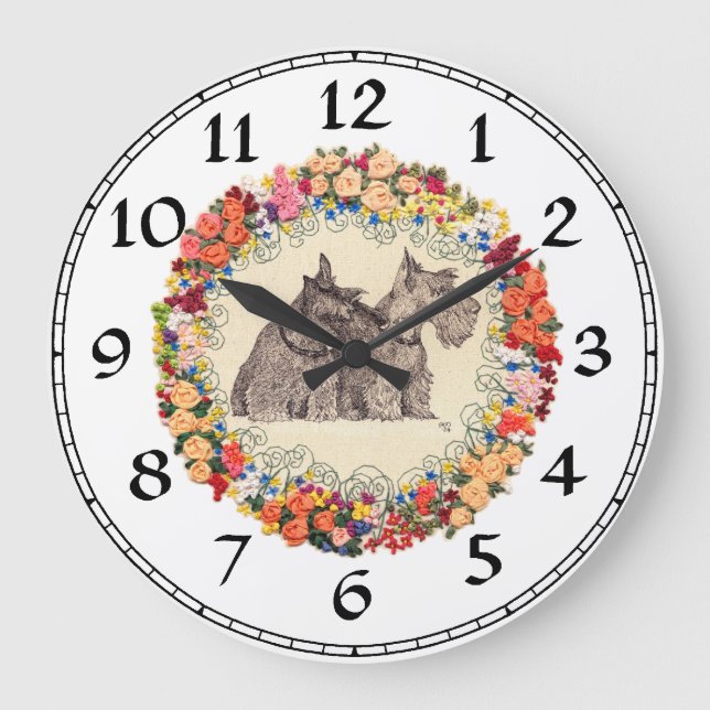 Scottish Terrier Clock Stor Klocka (Framsida)