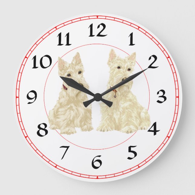 Scottish Terrier Clock Stor Klocka (Framsida)