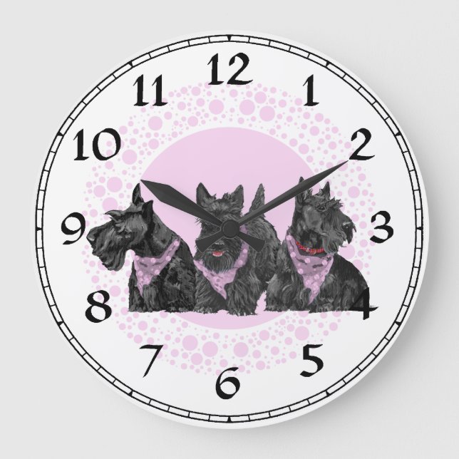 Scottish Terrier Clock Stor Klocka (Framsida)