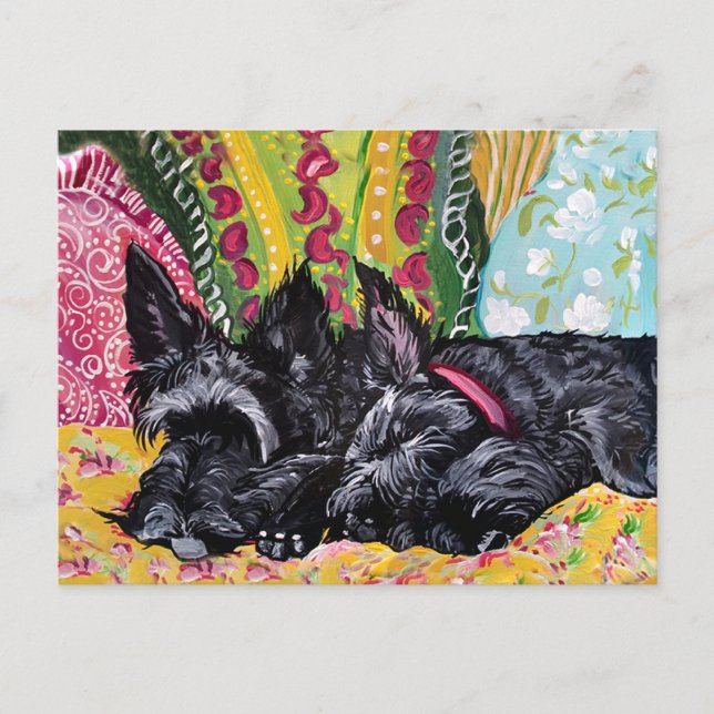 Scottish Terrier Cottage Vykort (Framsida)