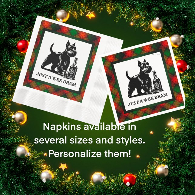 Scottish Terrier Customized Wee Dram Tartan Pappersservett (Great stocking stuffers or hostess gifts!)