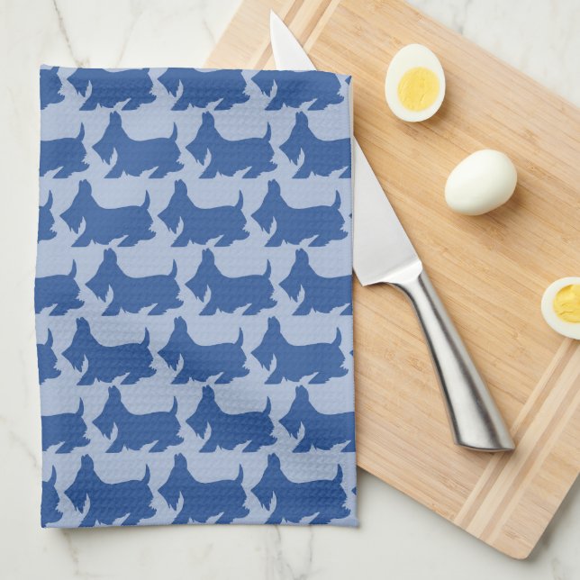 Scottish Terrier Cute Blue Kitchen Towels Kökshandduk (Vikt i Fjärdedel)