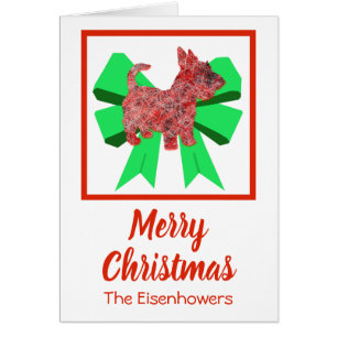 Scottish Terrier Cute Jul Hund Bow Card Hälsningskort