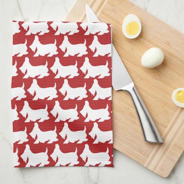 Scottish Terrier Cute Red Kitchen Towels Kökshandduk (Vikt i Fjärdedel)