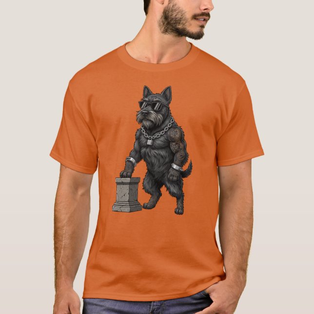 Scottish Terrier Dog, muscular, tattooed, bodybuil T Shirt (Framsida)