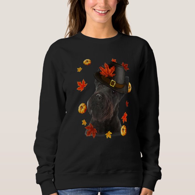 Scottish Terrier Dog Pilgrim Hat Fall Happy T Shirt (Framsida)
